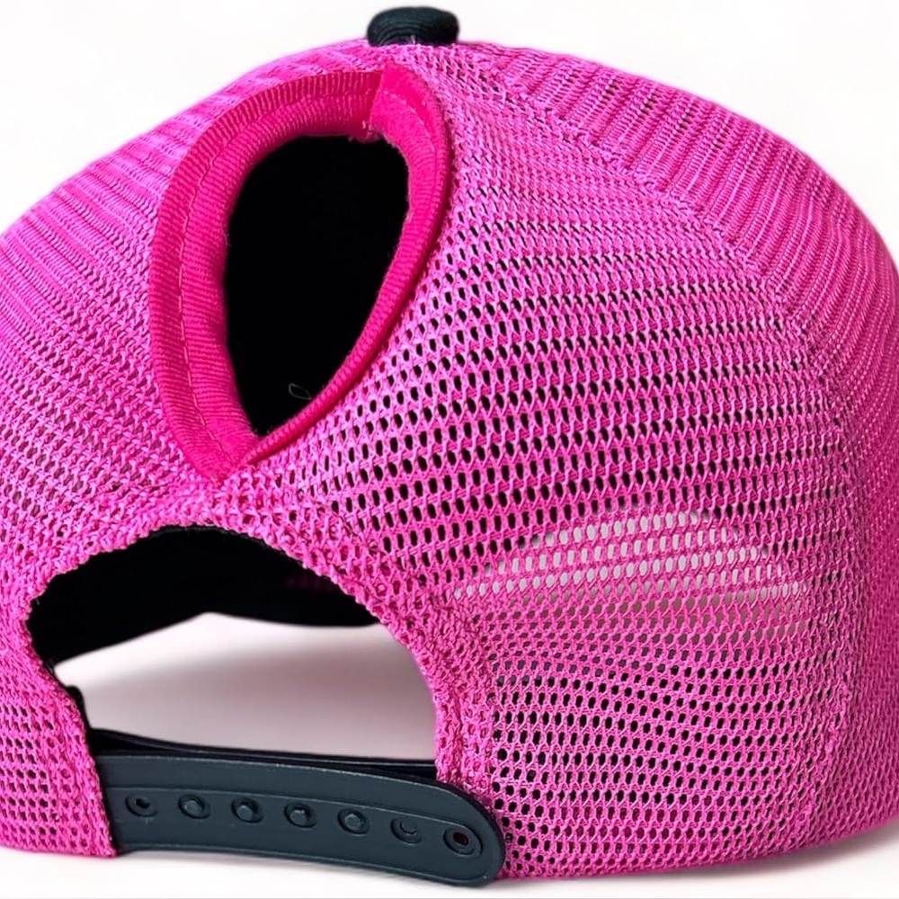 Crazy Chicken Lady Ponytail Pink Adjustable Fun Trucker Style Hat/NWT - Picture 6 of 13